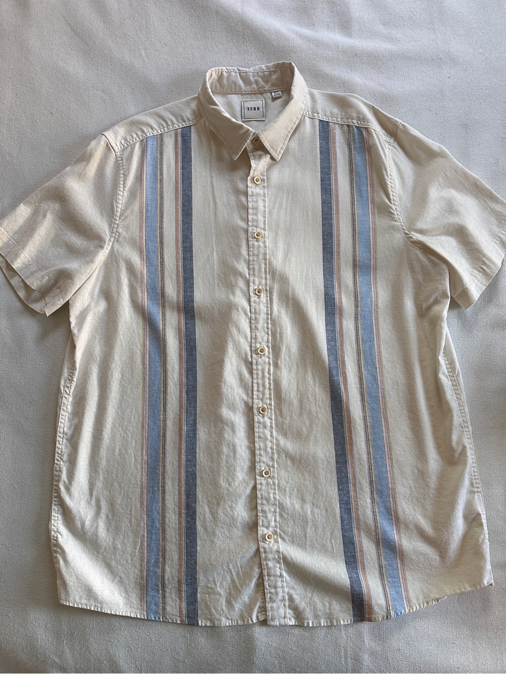 ROWM Hemp Short Sleeve Striped Camp Shirt | XL-Tall
